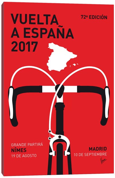 Vuelta a España Minimal Poster 2017 Canvas Art Print - Bicycle Art