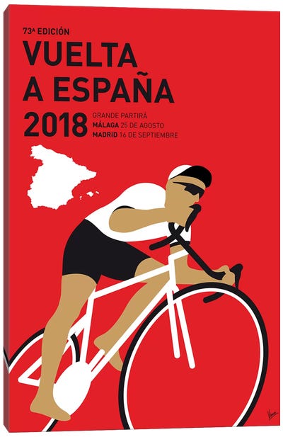 Vuelta a España Minimal Poster 2018 Canvas Art Print - Athlete Art