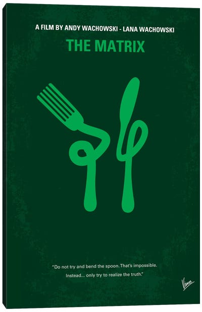The Matrix (Don't Try And Bend The Spoon) Minimal Movie Poster Canvas Art Print - Chungkong's Science Fiction Movie Posters