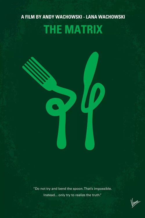 The Matrix (Don't Try And Bend The Spoon) Minimal Movie Poster by Chungkong wall art