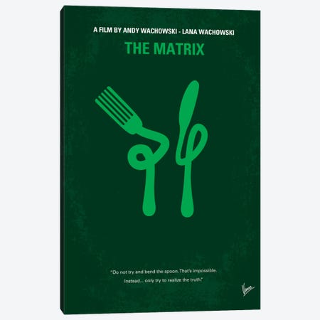 The Matrix (Don't Try And Bend The Spoon) Minimal Movie Poster Canvas Print #CKG108} by Chungkong Canvas Artwork