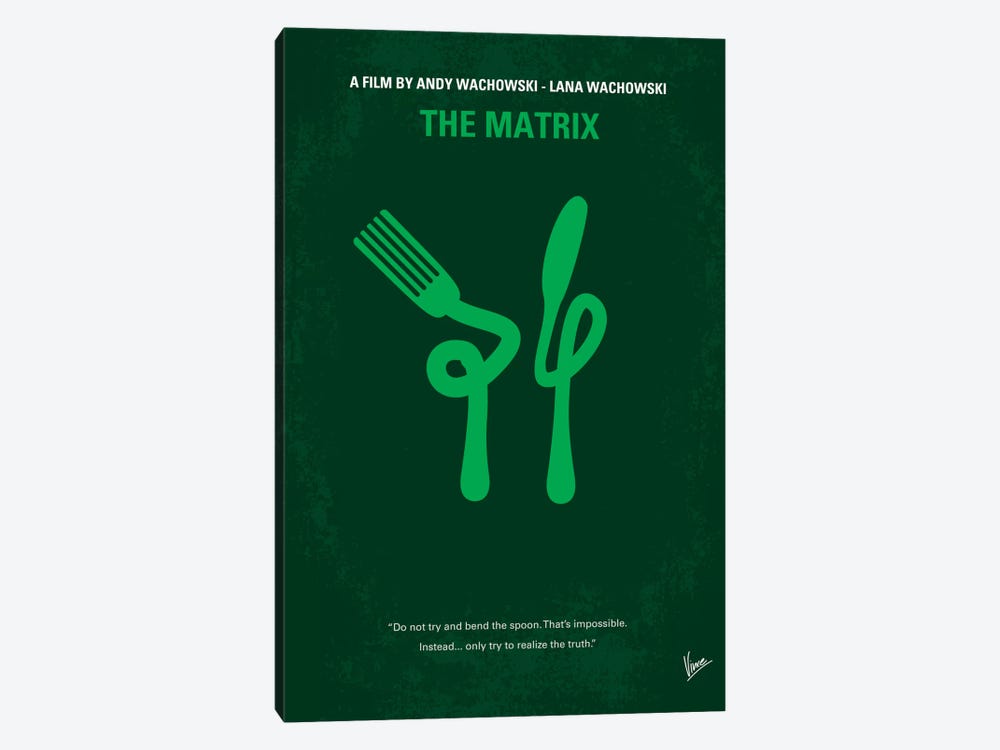 The Matrix (Don't Try And Bend The Spoon) Minimal Movie Poster by Chungkong 1-piece Canvas Artwork