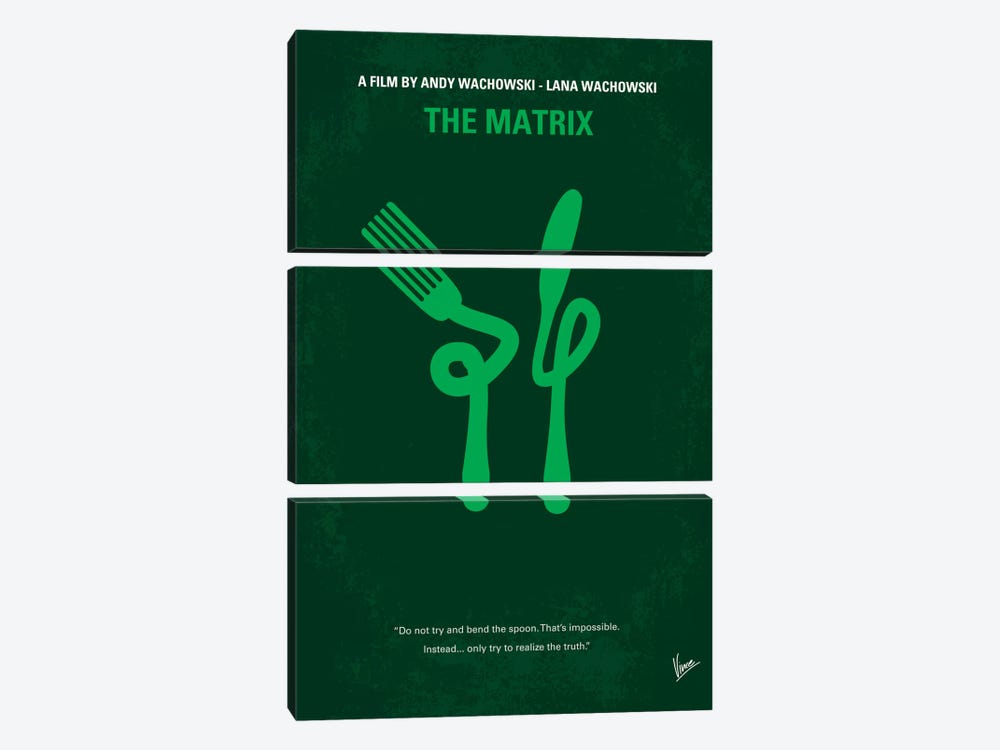 The Matrix (Don't Try And Bend The Spoon) Minimal Movie Poster by Chungkong 3-piece Canvas Art