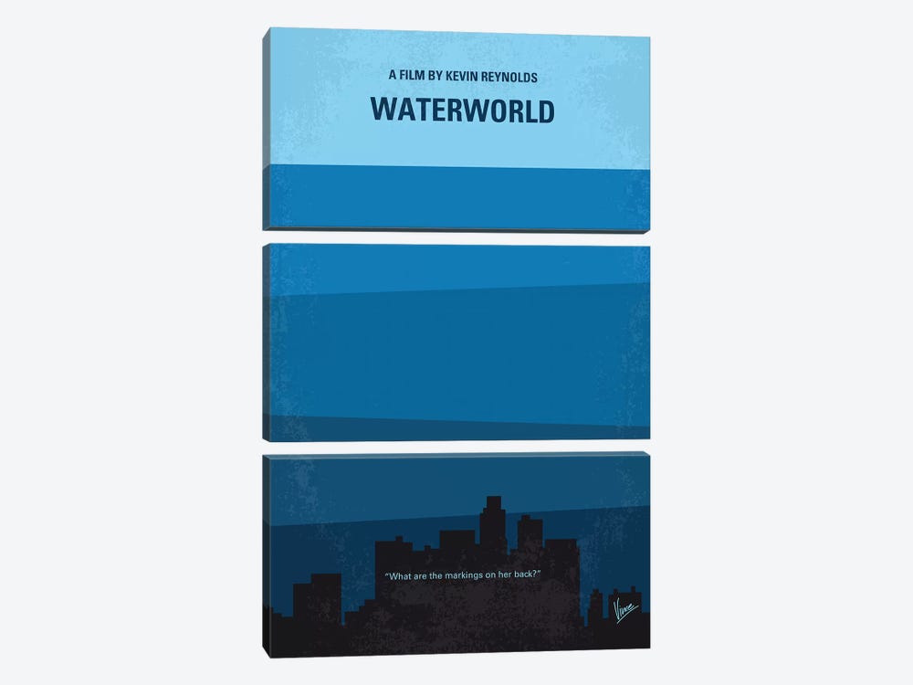 Waterworld Minimal Movie Poster by Chungkong 3-piece Canvas Art Print