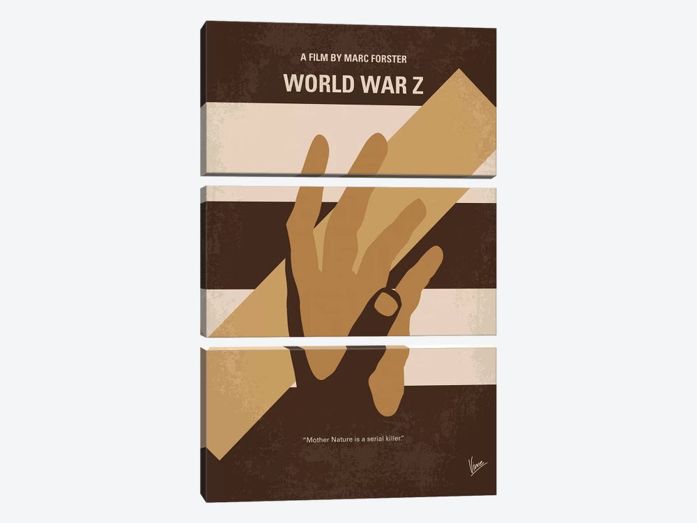 World War Z Minimal Movie Poster by Chungkong 3-piece Canvas Art Print
