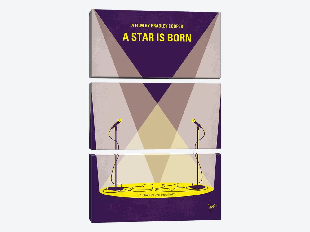 A Star Is Born Minimal Movie Poster by Chungkong 3-piece Canvas Print