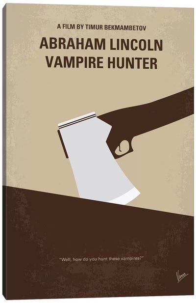 Abraham Lincoln Vampire Hunter Minimal Movie Poster Canvas Art Print - Horror Movie Art