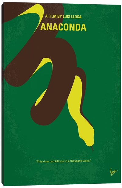 Anaconda Minimal Movie Poster Canvas Art Print - Snake Art