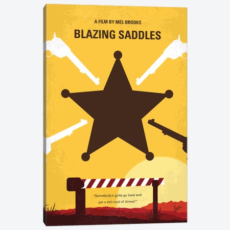 Blazing Saddles Minimal Movie Poster Canvas Print #CKG1112} by Chungkong Canvas Art