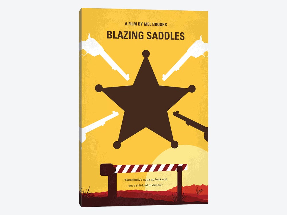 Blazing Saddles Minimal Movie Poster by Chungkong 1-piece Canvas Art Print