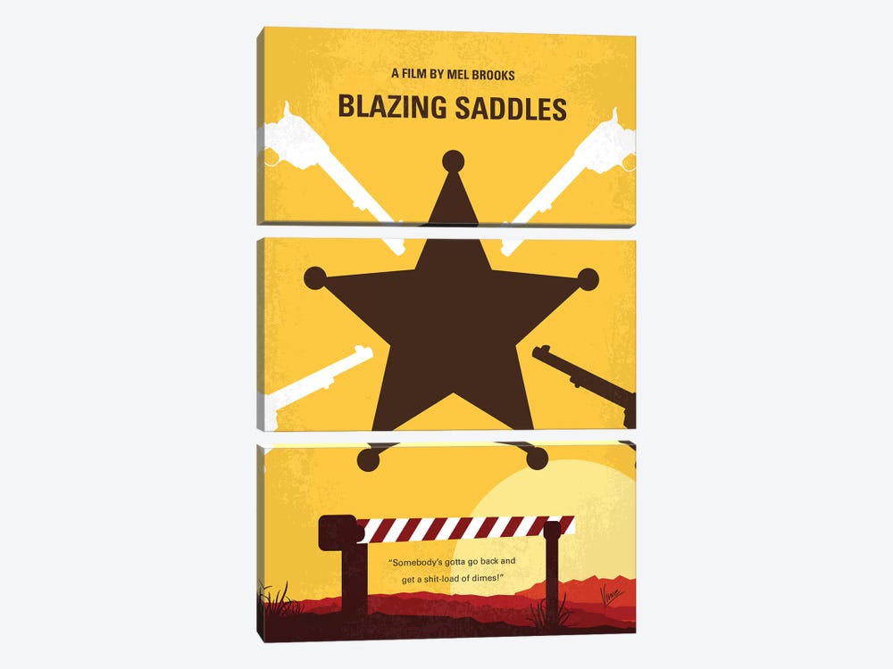Blazing Saddles Minimal Movie Poster by Chungkong 3-piece Canvas Print