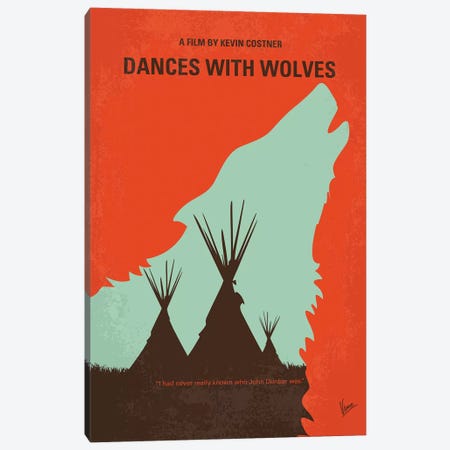 Dances With Wolves Minimal Movie Poster Canvas Print #CKG1118} by Chungkong Canvas Wall Art