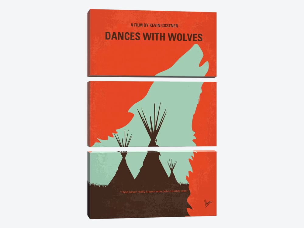 Dances With Wolves Minimal Movie Poster by Chungkong 3-piece Art Print