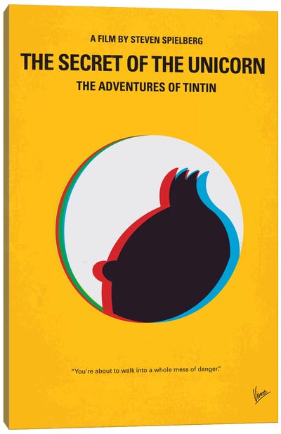 The Adventures Of Tintin: The Secret Of The Unicorn Minimal Movie Poster Canvas Art Print - Action & Adventure Minimalist Movie Posters