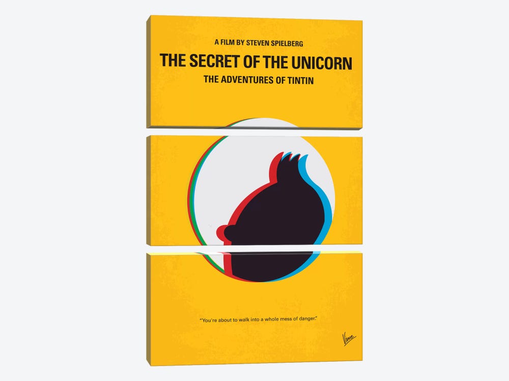 The Adventures Of Tintin: The Secret Of The Unicorn Minimal Movie Poster by Chungkong 3-piece Canvas Wall Art