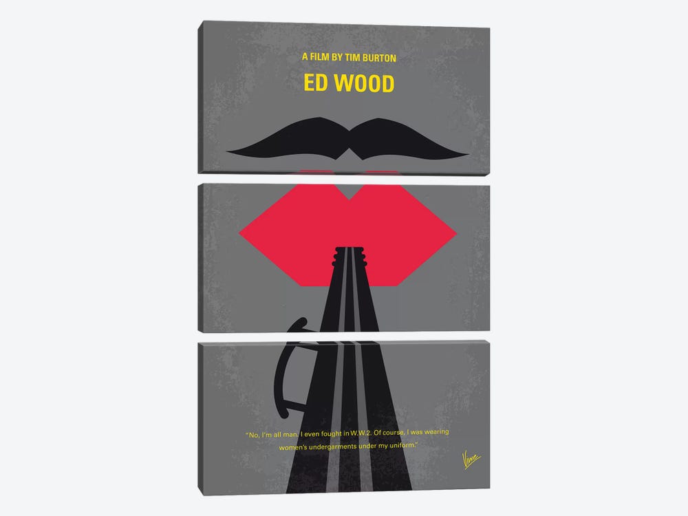 Ed Wood Minimal Movie Poster by Chungkong 3-piece Canvas Print