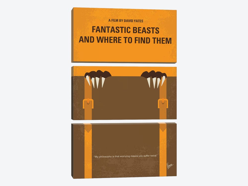 Fantastic Beasts And Where To Find Them Minimal Movie Poster by Chungkong 3-piece Canvas Artwork