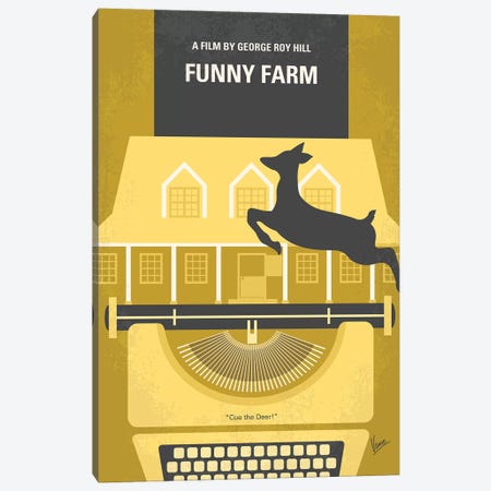 Funny Farm Minimal Movie Poster Canvas Print #CKG1130} by Chungkong Canvas Art