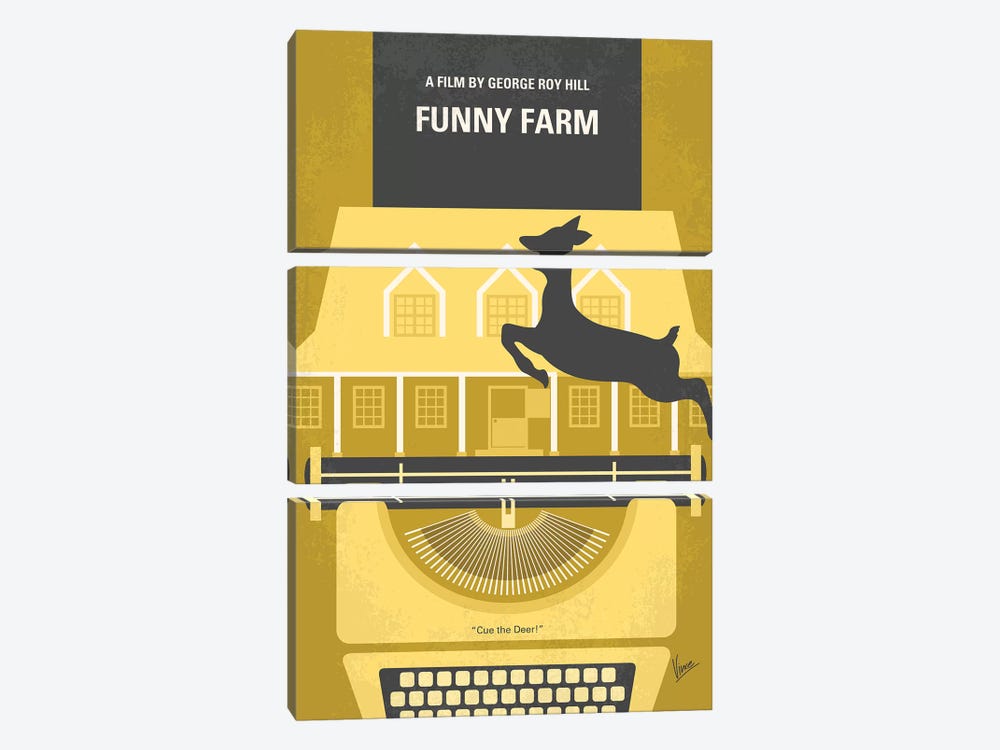 Funny Farm Minimal Movie Poster by Chungkong 3-piece Canvas Art Print