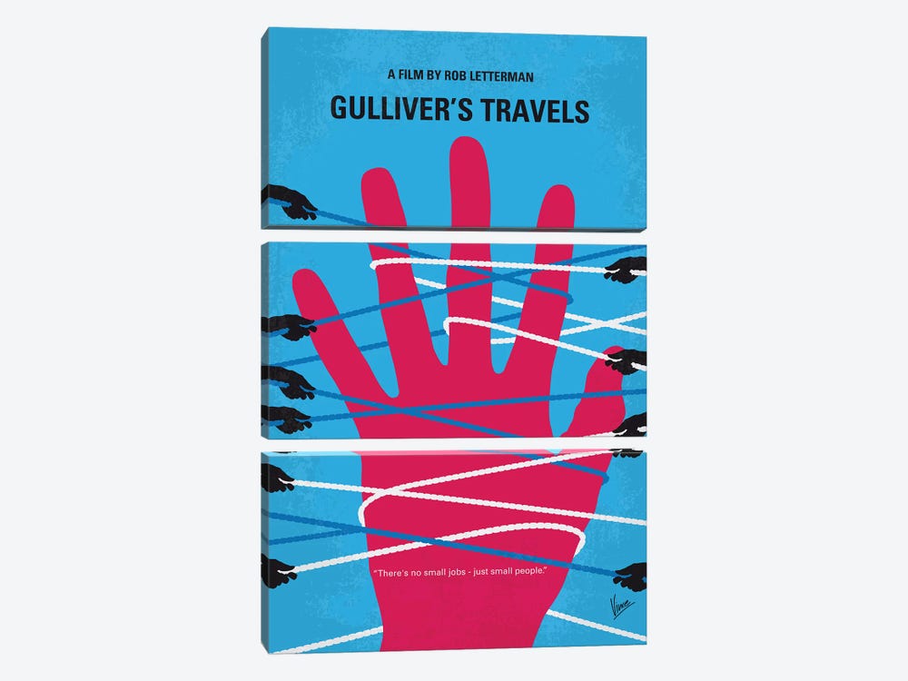 Gullivers Travels Minimal Movie Poster by Chungkong 3-piece Canvas Art Print