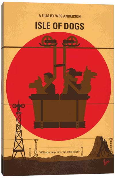 Isle Of Dogs Minimal Movie Poster Canvas Art Print - Action & Adventure Movie Art
