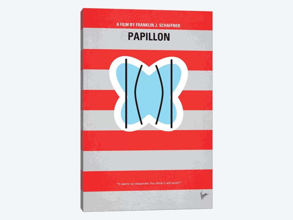 Papillon Minimal Movie Poster by Chungkong 1-piece Canvas Artwork