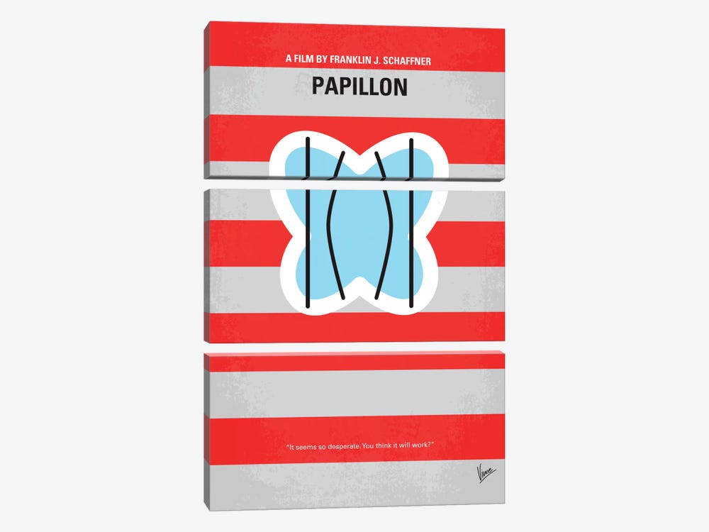 Papillon Minimal Movie Poster by Chungkong 3-piece Canvas Artwork