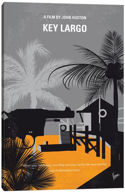 Key Largo Minimal Movie Poster Canvas Art Print - Crime & Gangster Movie Art