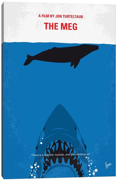 Meg Minimal Movie Poster Canvas Art Print - Shark Art