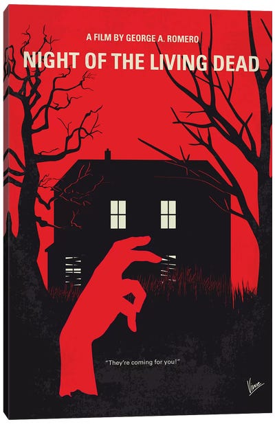 Night Of The Living Dead Minimal Movie Poster Canvas Art Print - Minimalist Posters