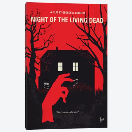Night Of The Living Dead Minimal Movie Poster Canvas Print #CKG1152} by Chungkong Canvas Art