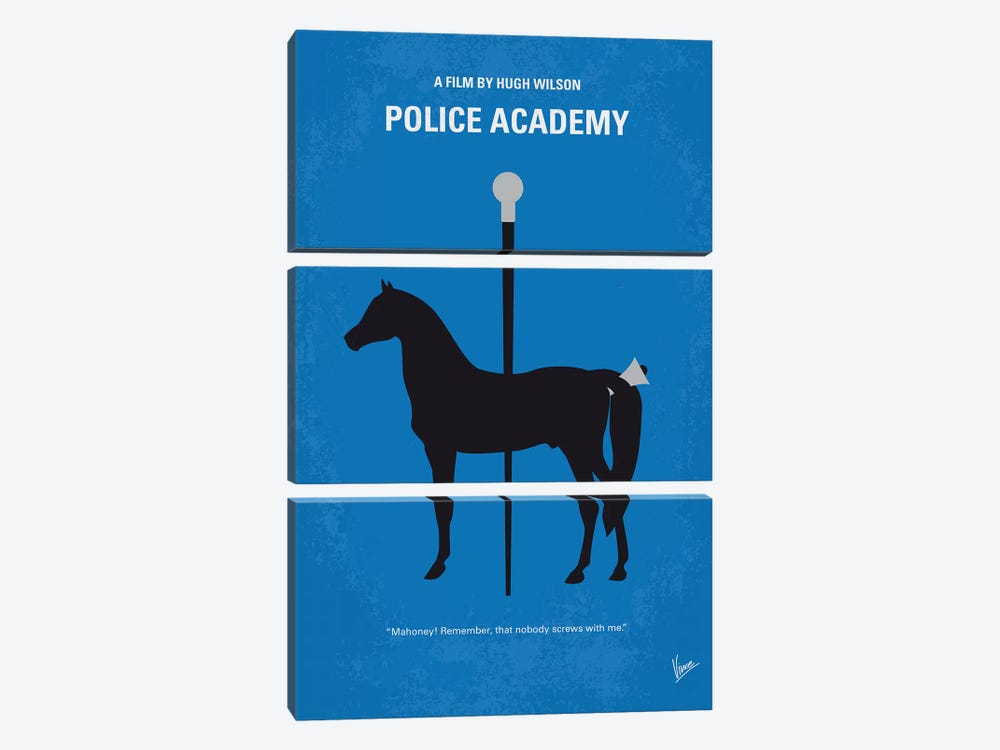 Police Academy Minimal Movie Poster by Chungkong 3-piece Canvas Art Print