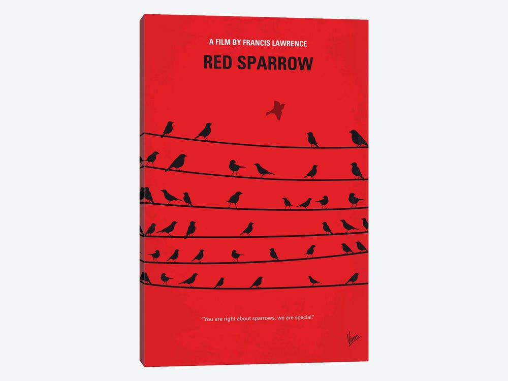 Red Sparrow Minimal Movie Poster by Chungkong 1-piece Canvas Art Print