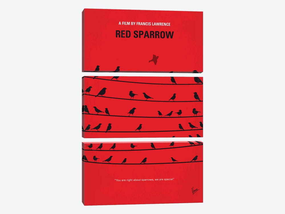 Red Sparrow Minimal Movie Poster by Chungkong 3-piece Canvas Print