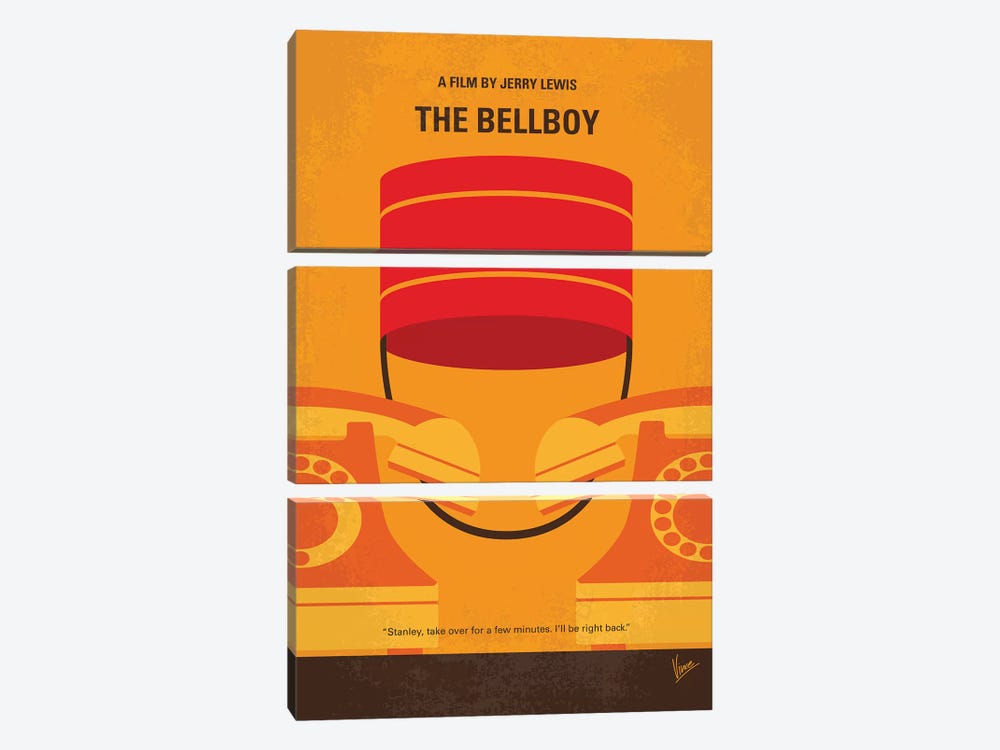 The Bellboy Minimal Movie Poster by Chungkong 3-piece Canvas Print