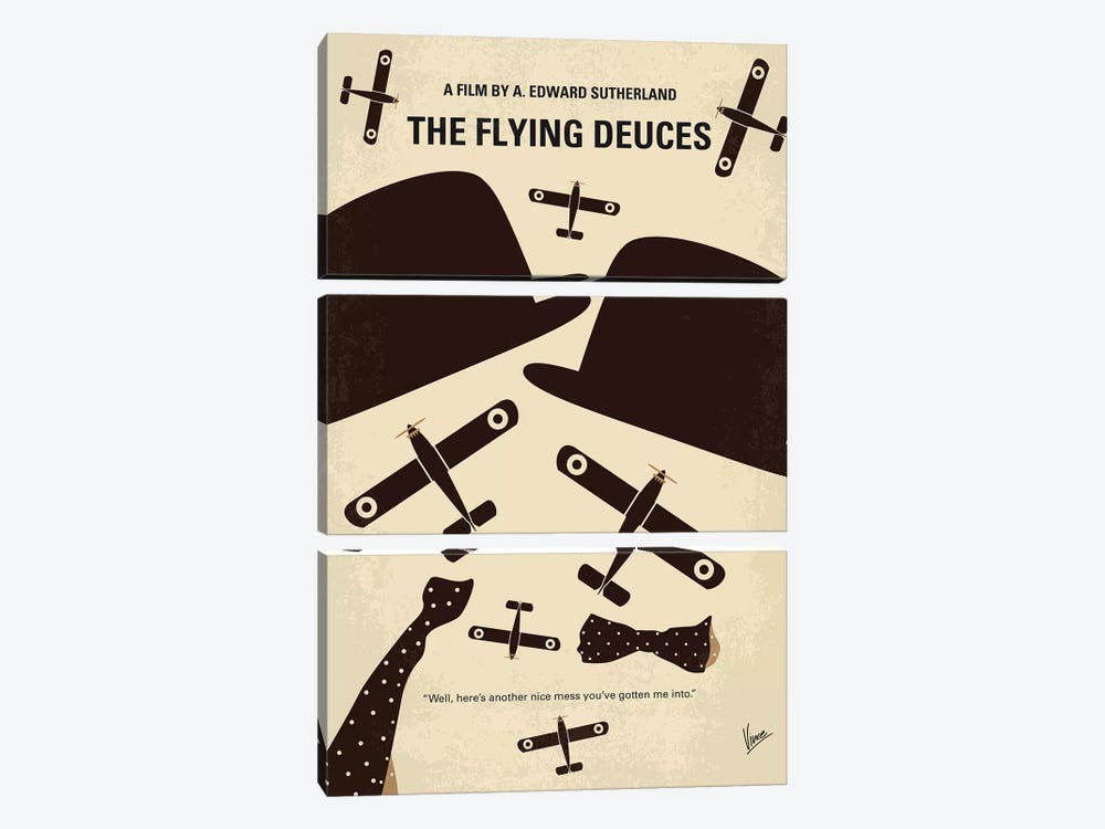 The Flying Deuces Minimal Movie Poster by Chungkong 3-piece Canvas Wall Art