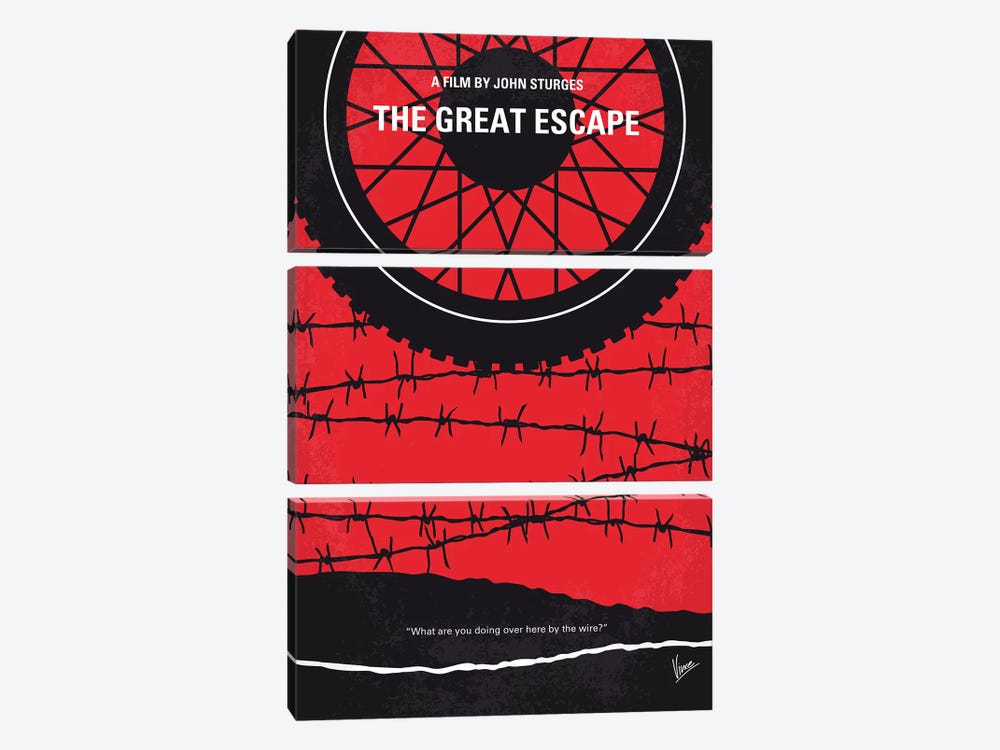 The Great Escape Minimal Movie Poster by Chungkong 3-piece Canvas Wall Art