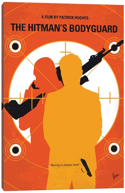 The Hitmans Bodyguard Minimal Movie Poster Canvas Art Print - Action & Adventure Movie Art