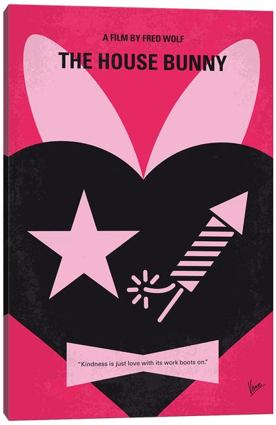 The House Bunny Minimal Movie Poster Canvas Art Print - Black & Pink