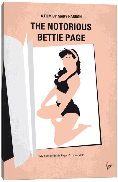The Notorious Bettie Page Minimal Movie Poster Canvas Art Print - Pantone Living Coral 2019