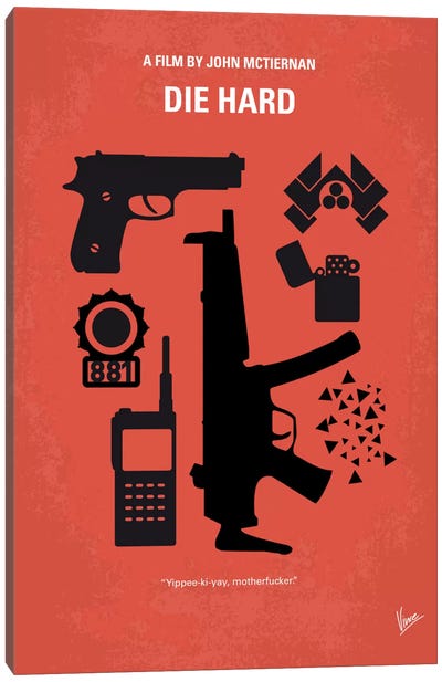 Die Hard Minimal Movie Poster Canvas Art Print - Action & Adventure Minimalist Movie Posters