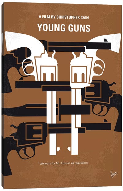 Young Guns Minimal Movie Poster Canvas Art Print - Westerns