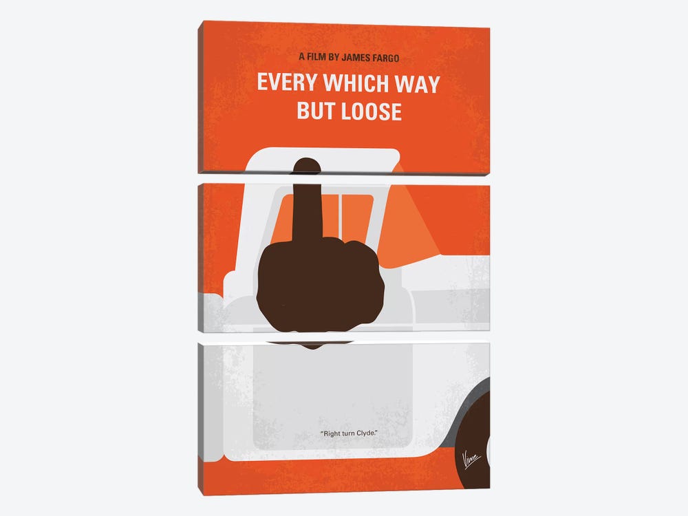 My Every Which Way But Loose Minimal Movie Poster by Chungkong 3-piece Canvas Print