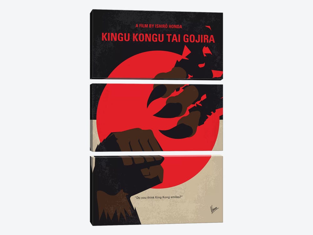 My King Kong Vs Godzilla Minimal Movie Poster by Chungkong 3-piece Canvas Artwork
