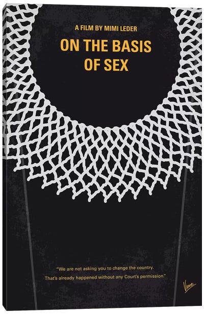 My On The Basis Of Sex Minimal Movie Poster Canvas Art Print - Black, White & Yellow Art