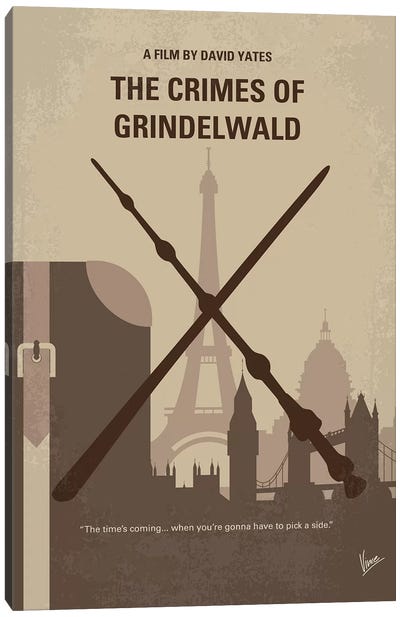 My The Crimes Of Grindelwald Minimal Movie Poster Canvas Art Print - Tan Art