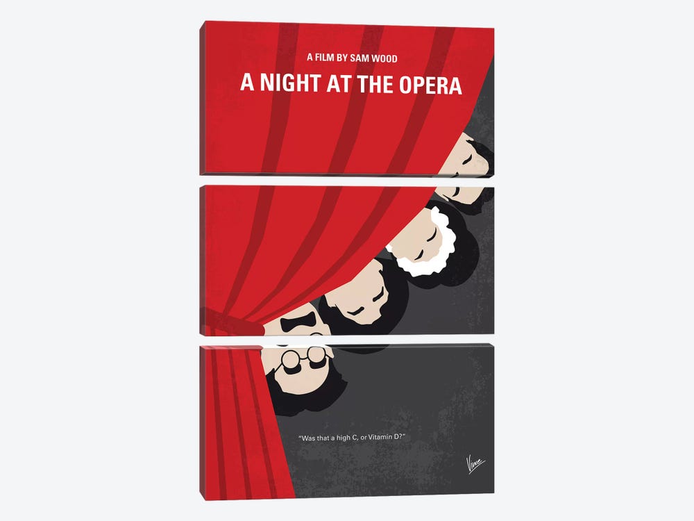 A Night At The Opera Minimal Movie Poster by Chungkong 3-piece Canvas Wall Art