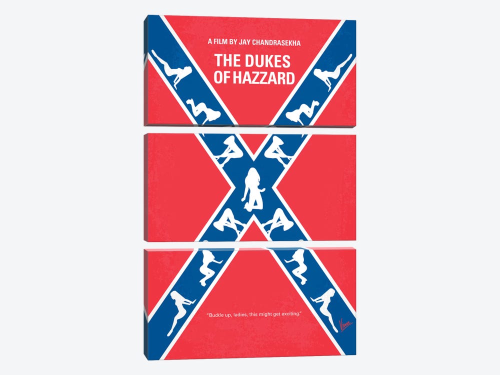 The Dukes Of Hazzard Minimal Movie Poster by Chungkong 3-piece Canvas Print