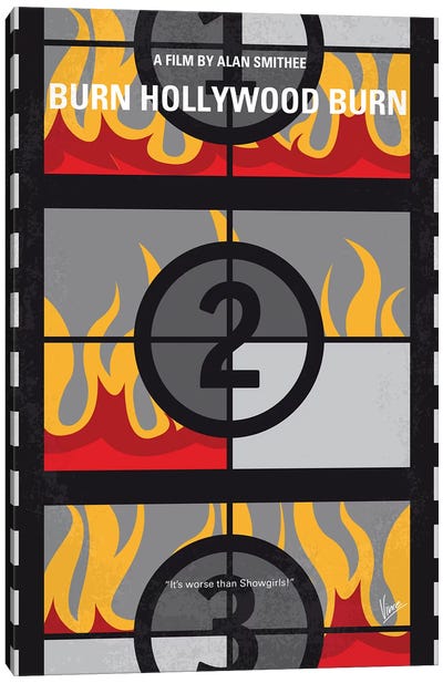Burn Hollywood Burn Minimal Movie Poster Canvas Art Print
