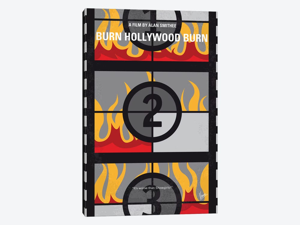 Burn Hollywood Burn Minimal Movie Poster by Chungkong 1-piece Canvas Artwork